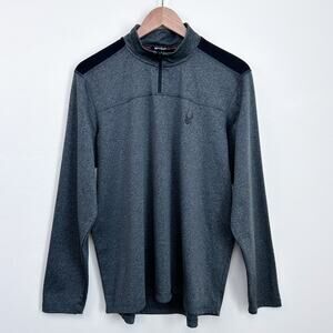 Spyder Active Men's Long Sleeve Heather Gray Quarter-Zip Fleece Pullover MEDIUM